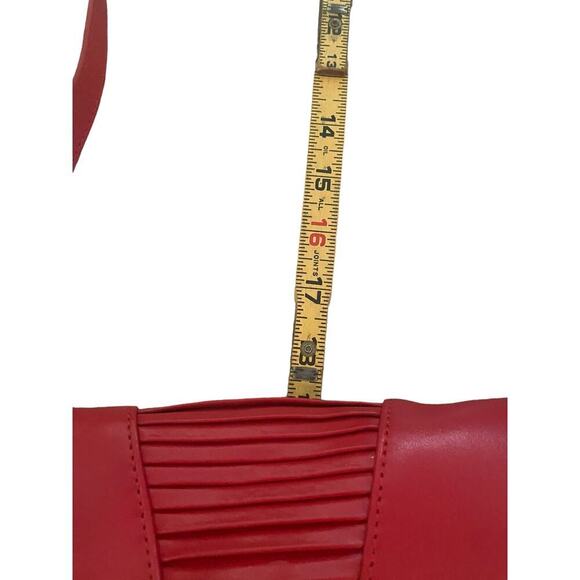 Vintage Anne Fontaine Red Adjustable Strap Shoulder Bag Leather Purse - Picture 2 of 7